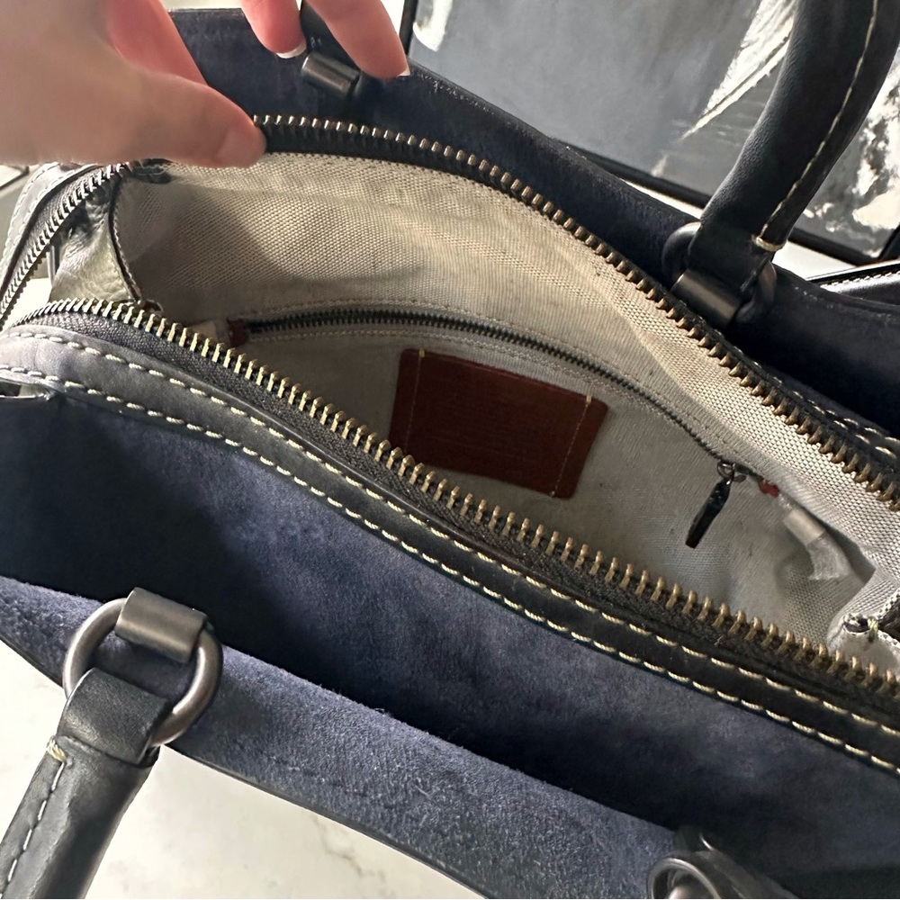 Rogue Coach bag pebble leather black olive green top handle, shoulder cross body - Picture 3 of 5